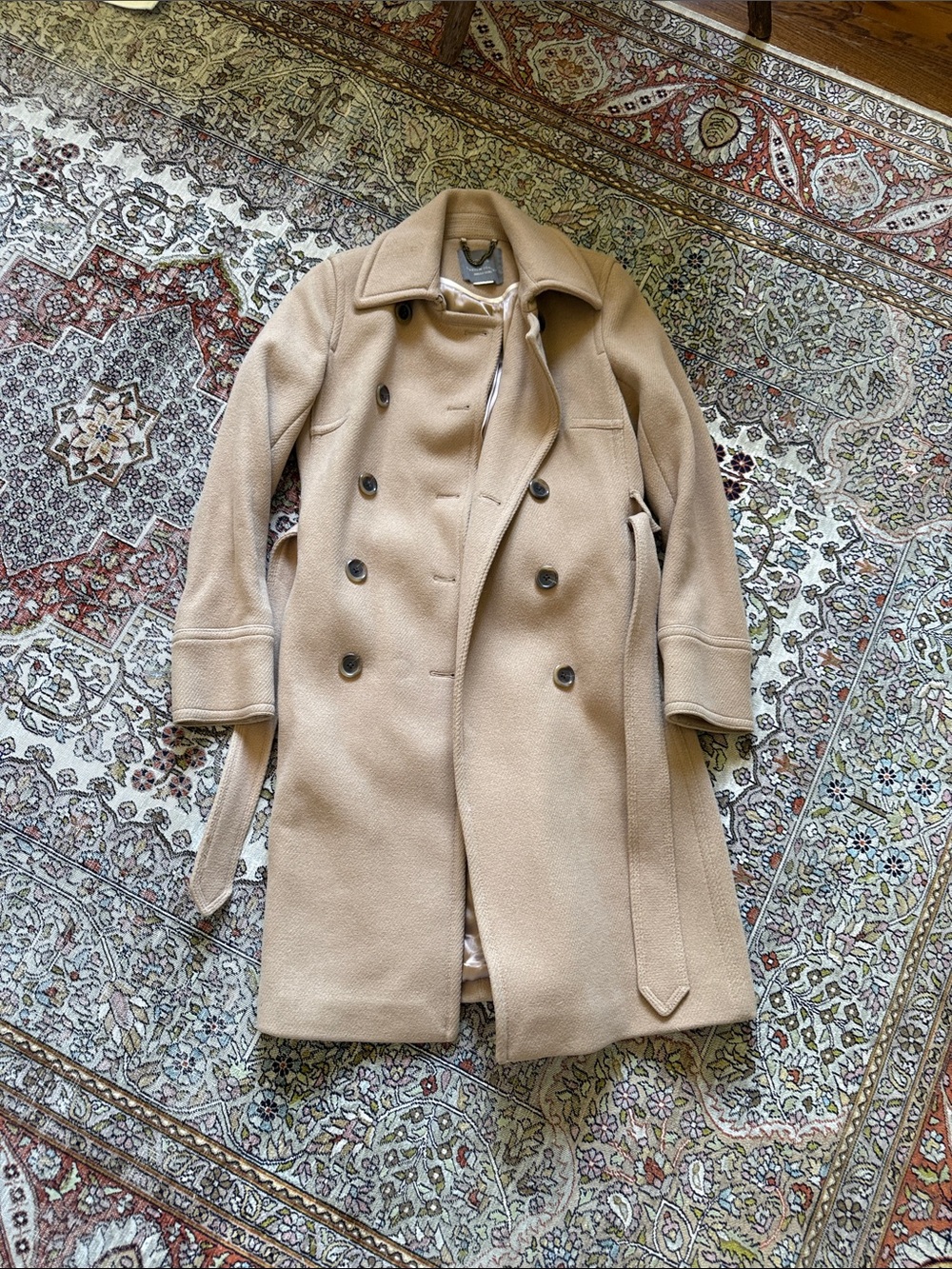 J. Crew Camel Wool-Blend Coat with Satin Lining size 2 women’s